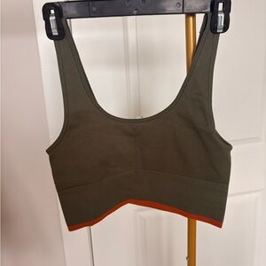 Outdoor Voices Olive and Orange Sports Bra